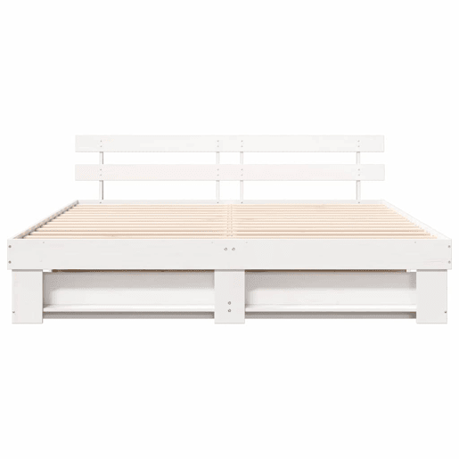 Estrutura de cama de casal com cabeceira king size - Branco 200 x 200 cm