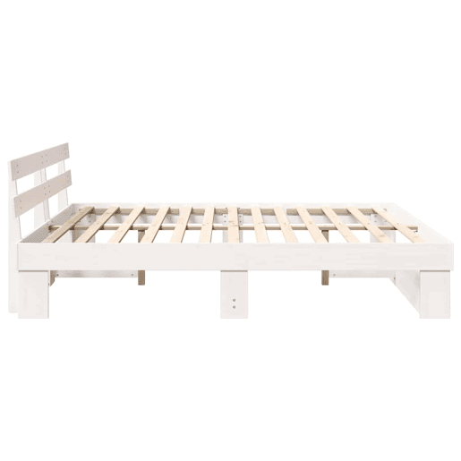 Estrutura de cama de casal com cabeceira king size - Branco 200 x 200 cm