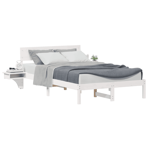 Estrutura da Cama de casal simple com cabeceira Branco 140 x 190 cm
