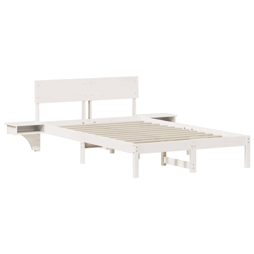 Estrutura da Cama de casal simple com cabeceira Branco 140 x 190 cm