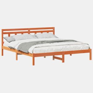 Estrutura da Cama de casal simple com cabeceira Castanho Madeira de Pinheiro