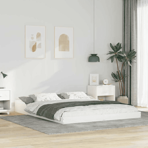 Estrutura De Cama De Casal Simple - Branco 160 x 210 cm Estrutura De Cama De Casal Simple - Branco 160 x 210 cm