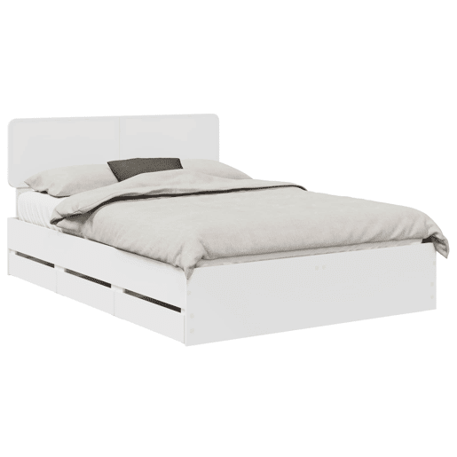 Estrutura De Cama De Casal Moderno - Branco 140 x 200 cm Madeira engenheirada Estrutura De Cama De Casal Moderno - Branco 140 x 200 cm Madeira engenheirada