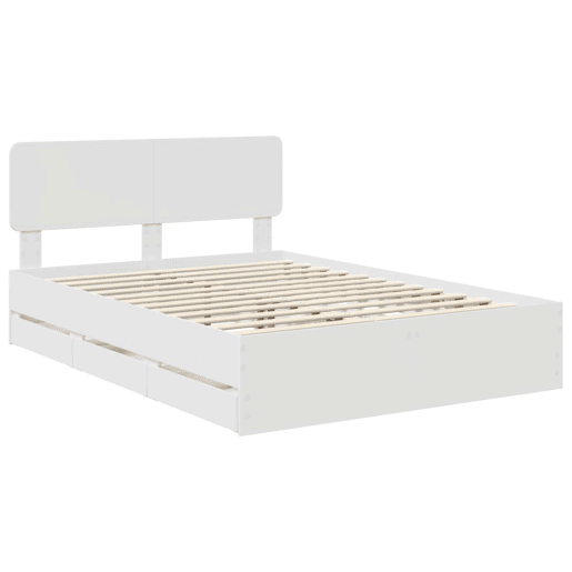 Estrutura De Cama De Casal Moderno - Branco 140 x 200 cm Madeira engenheirada Estrutura De Cama De Casal Moderno - Branco 140 x 200 cm Madeira engenheirada
