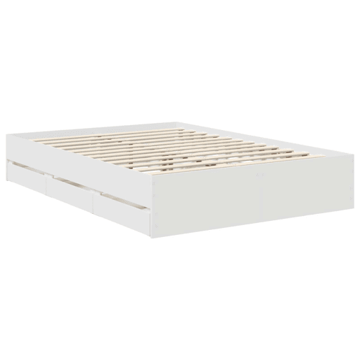 Estrutura De Cama De Casal Moderno - Branco 140 x 200 cm Madeira engenheirada Estrutura De Cama De Casal Moderno - Branco 140 x 200 cm Madeira engenheirada