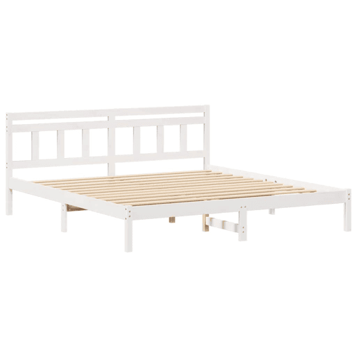 Estrutura da Cama de casal simple com cabeceira Branco Madeira de pinho maciça