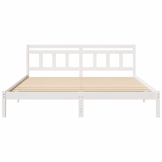 Estrutura da Cama de casal simple com cabeceira Branco Madeira de pinho maciça