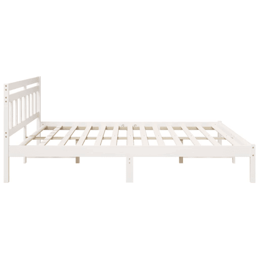 Estrutura da Cama de casal simple com cabeceira Branco Madeira de pinho maciça
