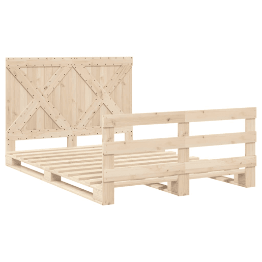 Estrutura de Cama de casal simple com cabeceira 140x200 cm pinho maciço Estrutura de Cama de casal simple com cabeceira 140x200 cm pinho maciço
