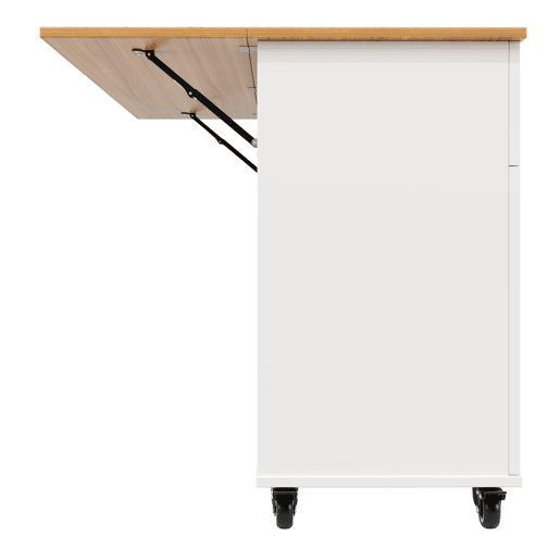 Ilha de cozinha moderna - Multifuncional com espaço de armazenamento e prateleiras extensíveis - Branco