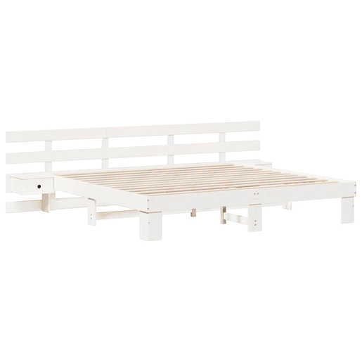 Estrutura da Cama de casal simple com cabeceira Branco 180 x 200 cm Estrutura da Cama de casal simple com cabeceira Branco 180 x 200 cm
