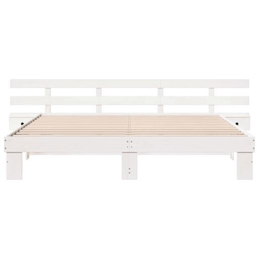 Estrutura da Cama de casal simple com cabeceira Branco 180 x 200 cm Estrutura da Cama de casal simple com cabeceira Branco 180 x 200 cm