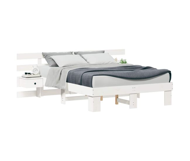 Estructura de cama doble matrimonial - 135 x 190 cm madera de pino macizo