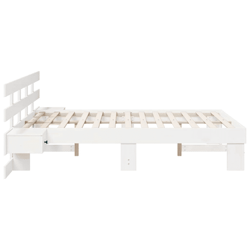 Estrutura da Cama de casal simple com cabeceira Branco 135 x 190 cm Estrutura da Cama de casal simple com cabeceira Branco 135 x 190 cm