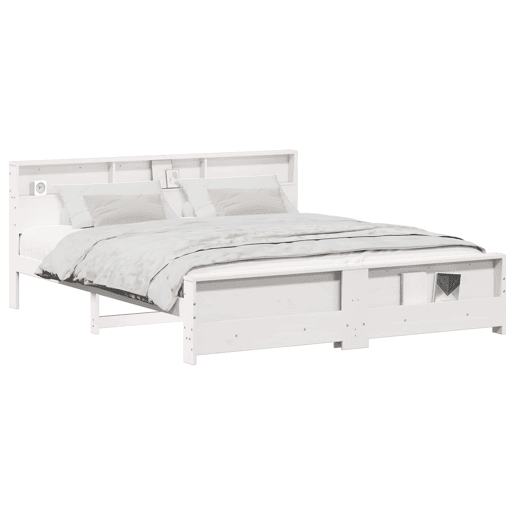 Estrutura De Cama De Casal Simple - Branco 180 x 200 cm Madeira processada Estrutura De Cama De Casal Simple - Branco 180 x 200 cm Madeira processada