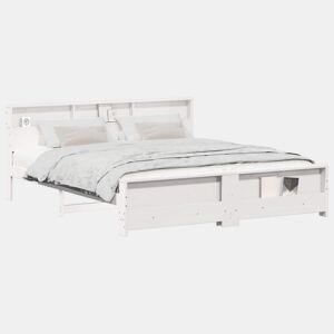 Estrutura De Cama De Casal Simple - Branco 180 x 200 cm Madeira processada