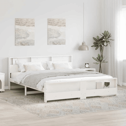 Estrutura De Cama De Casal Simple - Branco 180 x 200 cm Madeira processada Estrutura De Cama De Casal Simple - Branco 180 x 200 cm Madeira processada