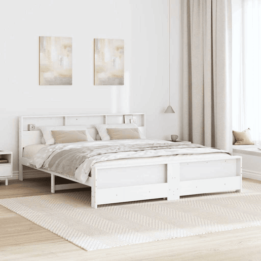 Estrutura De Cama De Casal Simple - Branco 180 x 200 cm Madeira processada Estrutura De Cama De Casal Simple - Branco 180 x 200 cm Madeira processada