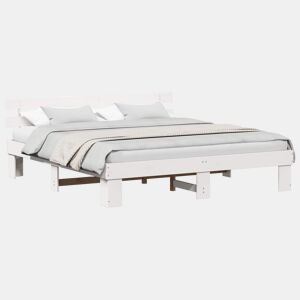 Estrutura da Cama de casal simple com cabeceira Branco 180 x 200 cm