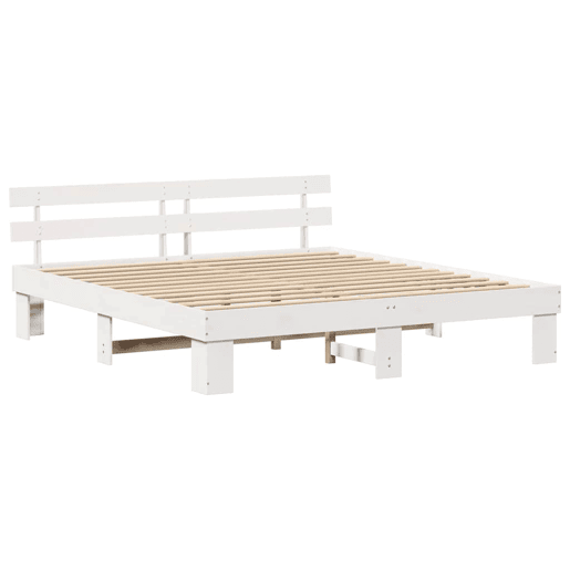 Estrutura da Cama de casal simple com cabeceira Branco 180 x 200 cm Estrutura da Cama de casal simple com cabeceira Branco 180 x 200 cm