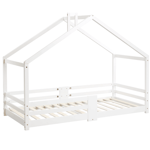Cama de cabina com grelha de proteção - 90x200cm - madeira maciça - Branco