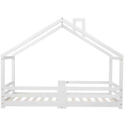 Cama de cabina com grelha de proteção - 90x200cm - madeira maciça - Branco