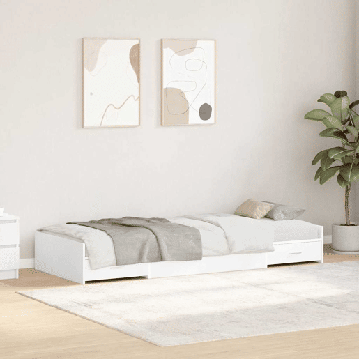 Estrutura de cama de solteiro para adultos Branco 90 x 200 cm Madeira processada Estrutura de cama de solteiro para adultos Branco 90 x 200 cm Madeira processada