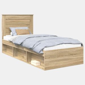 Estrutura de cama de solteiro moderno com cabeceira - Carvalho Sonoma 75 x 190 cm