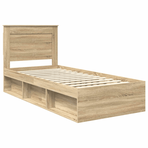 Estrutura de cama de solteiro moderno com cabeceira - Carvalho Sonoma 75 x 190 cm Estrutura de cama de solteiro moderno com cabeceira - Carvalho Sonoma 75 x 190 cm