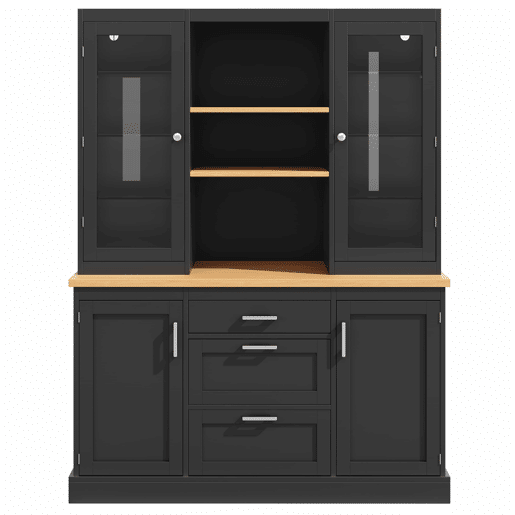 Armário de cozinha 185 x 140 x 40 cm - iluminação LED controlada por aplicação, 3 gavetas, bancada, prateleiras ajustáveis - Preto Armário de cozinha 185 x 140 x 40 cm - iluminação LED controlada por aplicação, 3 gavetas, bancada, prateleiras ajustáveis - Preto
