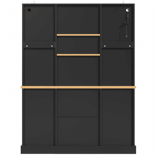 Armário de cozinha 185 x 140 x 40 cm - iluminação LED controlada por aplicação, 3 gavetas, bancada, prateleiras ajustáveis - Preto Armário de cozinha 185 x 140 x 40 cm - iluminação LED controlada por aplicação, 3 gavetas, bancada, prateleiras ajustáveis - Preto