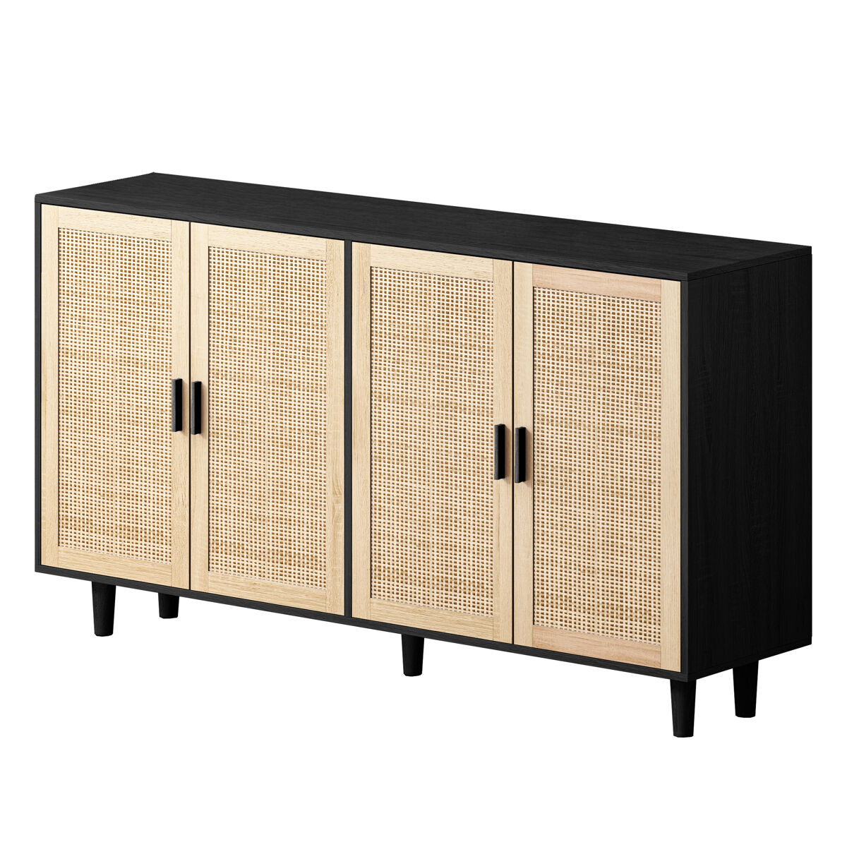 Aparador Rattan con 4 Puertas Elegante