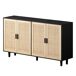 Aparador Rattan con 4 Puertas Elegante Aparador Rattan con 4 Puertas Elegante Negro