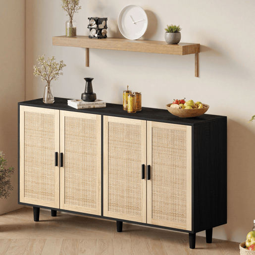Buffet de Rattan com 4 Portas Funcional Buffet de Rattan com 4 Portas Funcional