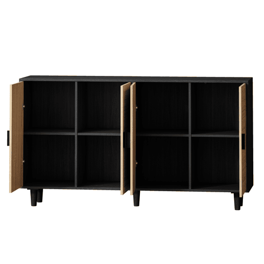 Buffet de Rattan com 4 Portas Funcional Buffet de Rattan com 4 Portas Funcional