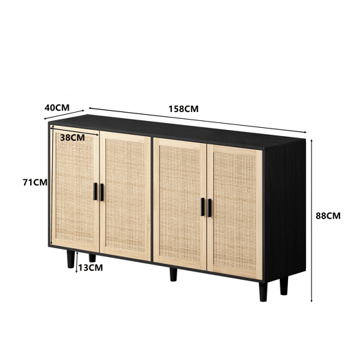 Buffet de Rattan com 4 Portas Funcional Buffet de Rattan com 4 Portas Funcional