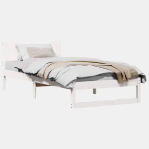 Estrutura de cama de solteiro para adultos - Branco 90 x 200 cm Madeira de Pinheiro Sólida