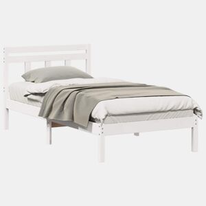 Estrutura de cama de solteiro para adultos - Branco 90 x 190 cm Madeira de Pinheiro Sólida