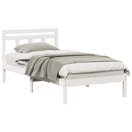 Estrutura de cama de solteiro para adultos - Branco 90 x 190 cm Madeira de Pinheiro Sólida Estrutura de cama de solteiro para adultos - Branco 90 x 190 cm Madeira de Pinheiro Sólida