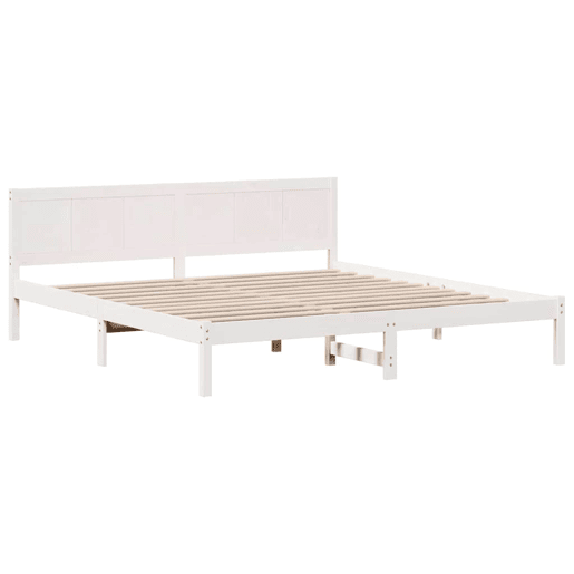 Estrutura De Cama De Casal Simple King Size - Branco 200 x 200 cm Madeira de pinho maciça Estrutura De Cama De Casal Simple King Size - Branco 200 x 200 cm Madeira de pinho maciça