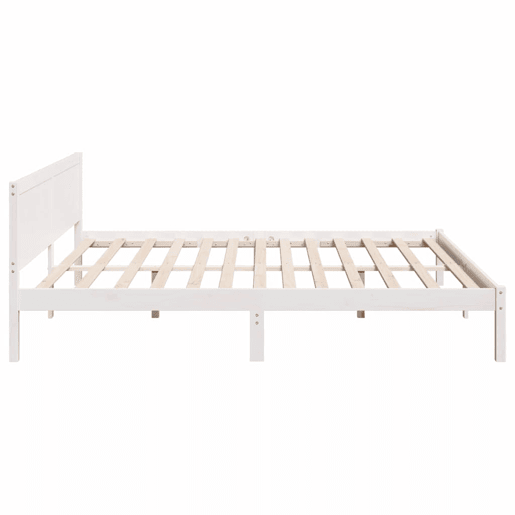 Estrutura De Cama De Casal Simple King Size - Branco 200 x 200 cm Madeira de pinho maciça Estrutura De Cama De Casal Simple King Size - Branco 200 x 200 cm Madeira de pinho maciça