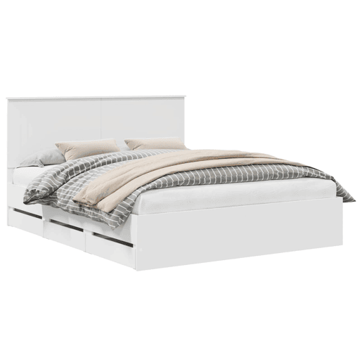Estrutura De Cama De Casal Moderno - Branco 160 x 200 cm Madeira de Engenharia