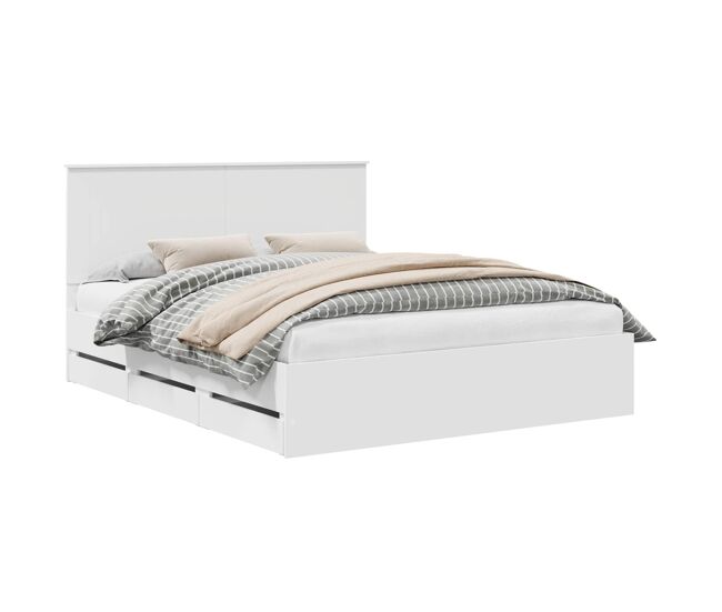 Estructura de cama doble matrimonial con cajón 160 x 200 cm madera ingenieril