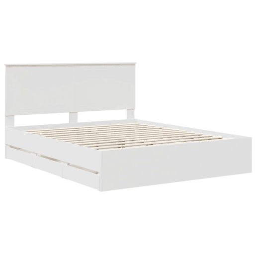 Estrutura De Cama De Casal Moderno - Branco 160 x 200 cm Madeira de Engenharia
