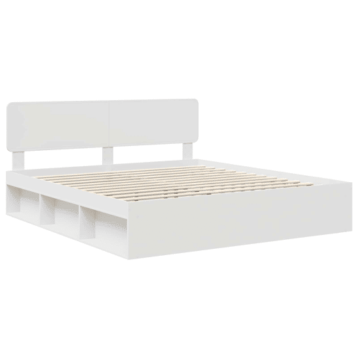 Estrutura da Cama de casal simple com cabeceira Branco 180 x 200 cm Estrutura da Cama de casal simple com cabeceira Branco 180 x 200 cm
