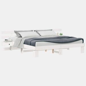 Estrutura de cama de casal com cabeceira king size - Branco 200 x 200 cm