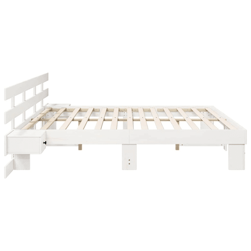 Estrutura de cama de casal com cabeceira king size - Branco 200 x 200 cm Estrutura de cama de casal com cabeceira king size - Branco 200 x 200 cm