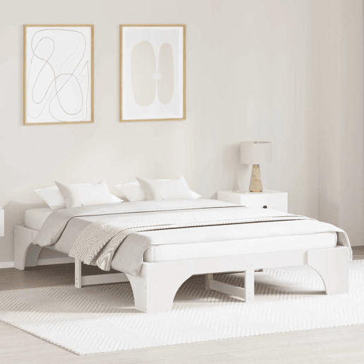 Estrutura De Cama De Casal Simple - Branco 160 x 200 cm Estrutura De Cama De Casal Simple - Branco 160 x 200 cm