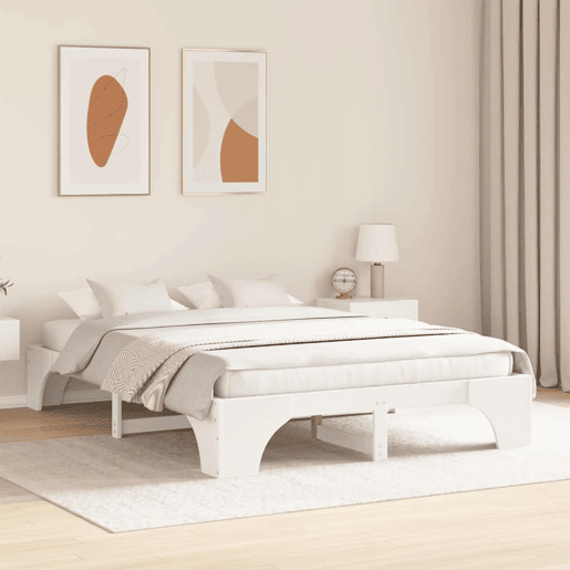 Estrutura De Cama De Casal Simple - Branco 160 x 200 cm Estrutura De Cama De Casal Simple - Branco 160 x 200 cm