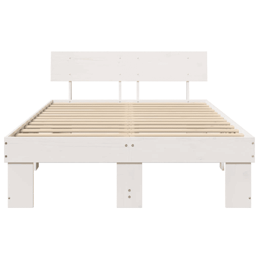 Estrutura da Cama de casal simple com cabeceira Branco 140 x 190 cm Estrutura da Cama de casal simple com cabeceira Branco 140 x 190 cm
